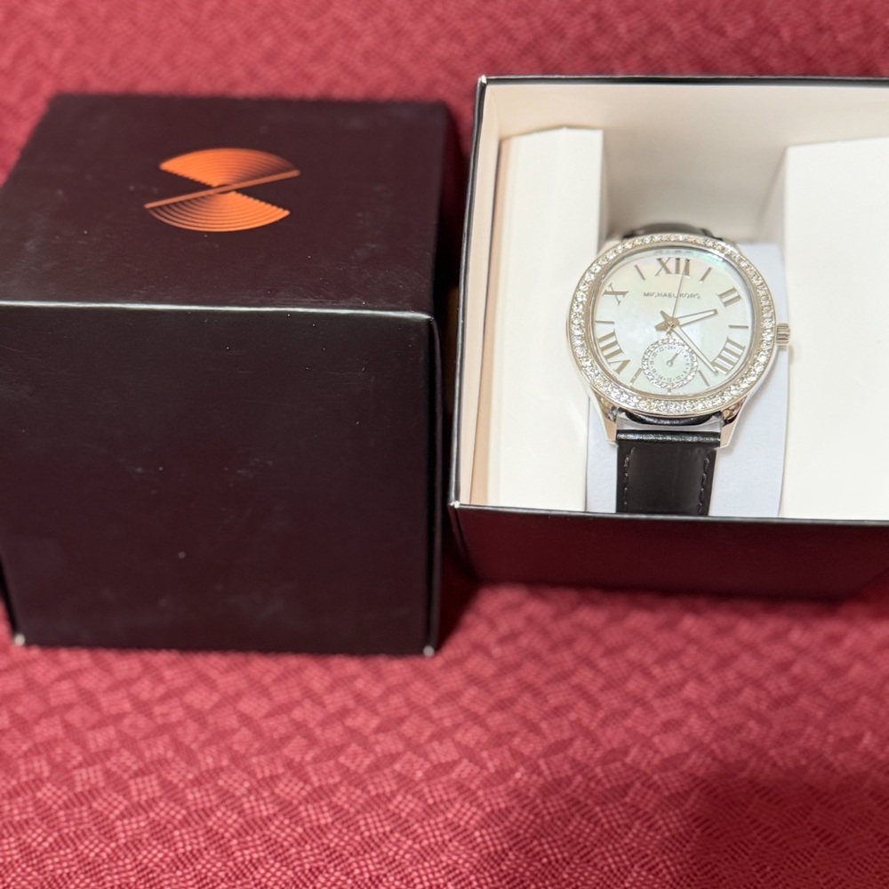 Michael Kors Black and Silver Watch with Crystal Bezel - Picture 3 of 4